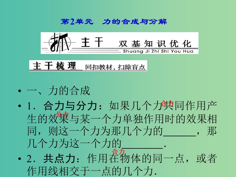 高中物理 第2单元　力的合成与分解课件 新人教版必修1.ppt_第1页