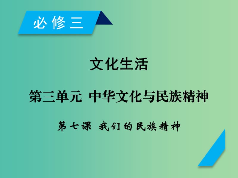 高考政治一轮复习第三单元中华文化与民族精神第7课我们的民族精神课件新人教版.ppt_第1页