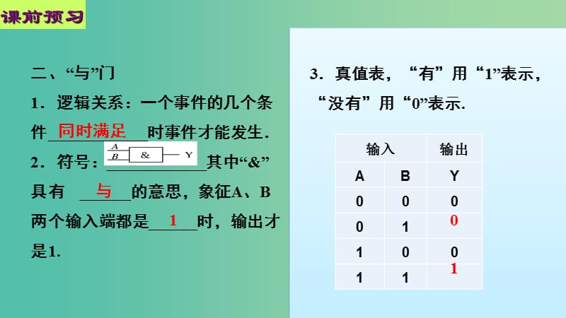 高中物理 第二章 恒定电流 第十一节 简单的逻辑电路课件1 新人教版选修3-1.ppt_第3页