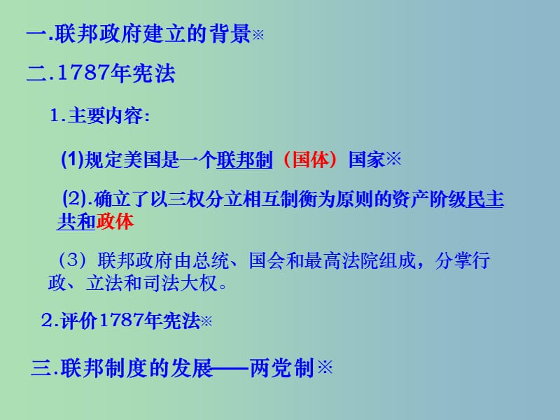 高中历史 第8课《美国联邦政府的建立》课件 新人教版必修1.ppt_第2页