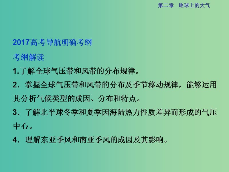 高考地理总复习 第一部分 自然地理 第二章 地球上的大气 第6讲 气压带和风带课件 新人教版.ppt_第2页