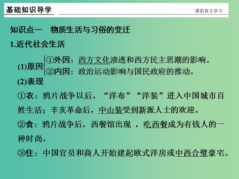 高考历史一轮复习 第25讲 中国近现代社会生活的变迁课件 新人教版.ppt_第2页