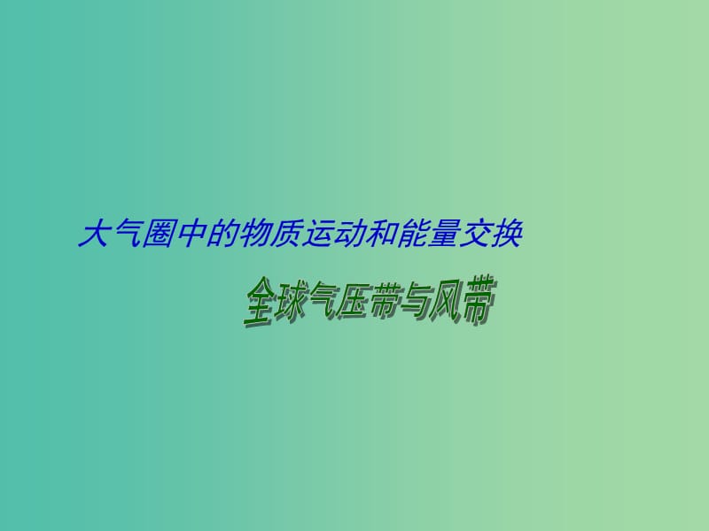 高考地理二轮专题复习 大气圈中的物质运动和能量交换 第2课时 全球气压带与风带、分析判断气候类型课件.ppt_第1页