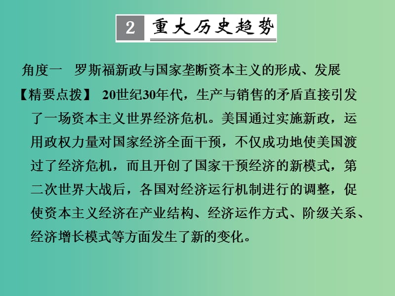 高考历史一轮复习 单元自主学习课十 世界资本主义经济政策的调整和苏联的社会主义建设课件 新人教版.ppt_第3页