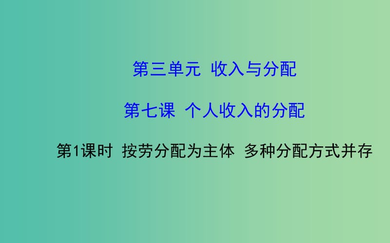 高中政治 3.7.1按劳分配为主体 多种分配方式并存课件 新人教版必修1.ppt_第1页