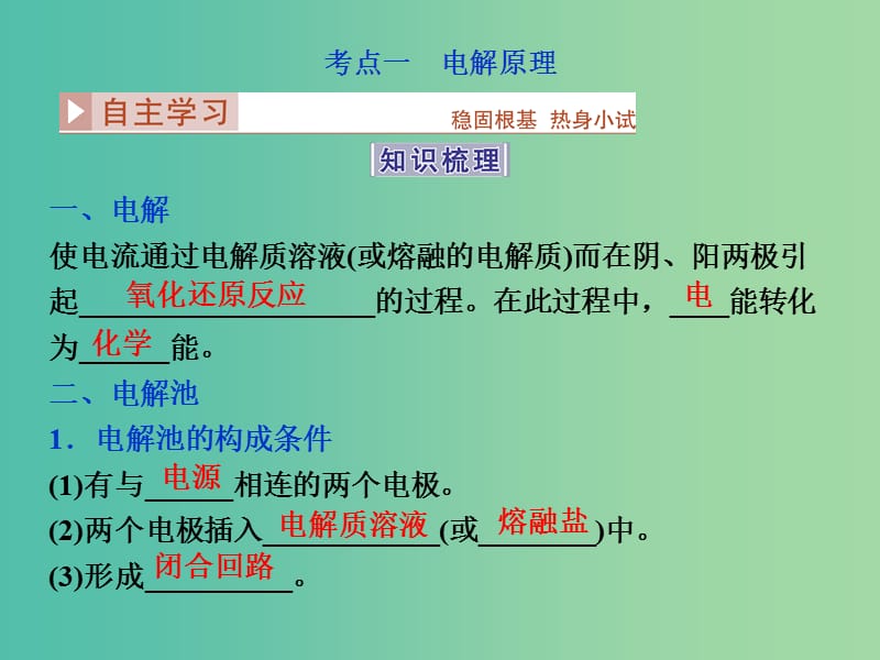 高考化学大一轮复习 第六章 化学反应与能量 第三讲 电解池金属腐蚀与防护课件.ppt_第3页