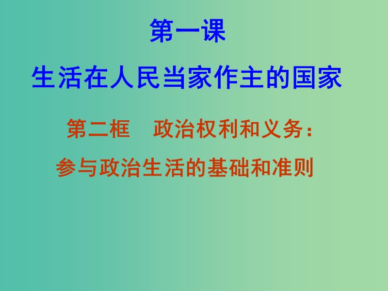 高中政治 1.2 政治权利和义务：参与政治生活的基础课件 新人教版必修2.ppt_第3页