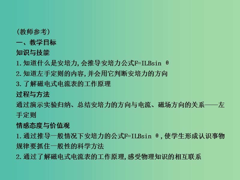 高中物理 第3章 磁场 第4节 通电导线在磁场中受到的力课件 新人教版选修3-1.ppt_第2页