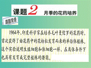 高中生物 專題3 課題2 月季的花藥培養(yǎng)課件 新人教版選修1.ppt