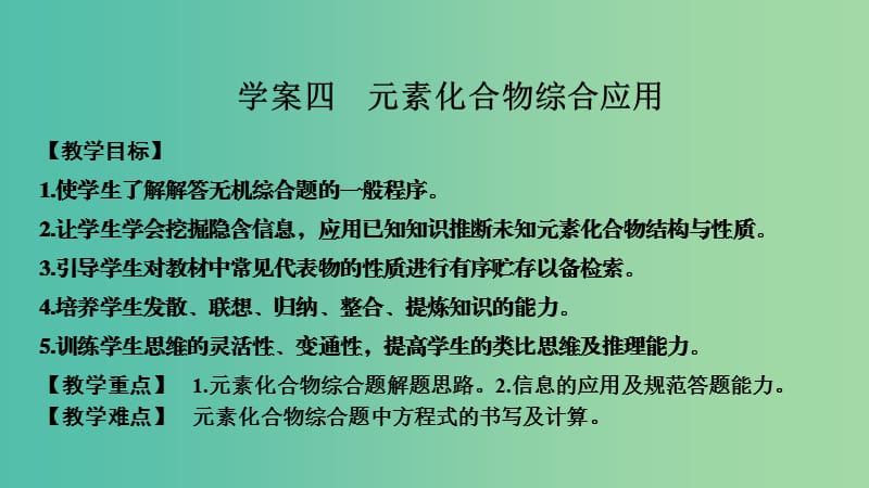 高考化学总复习第4章非金属及其化合物学案四元素化合物综合应用配套课件新人教版.ppt_第1页