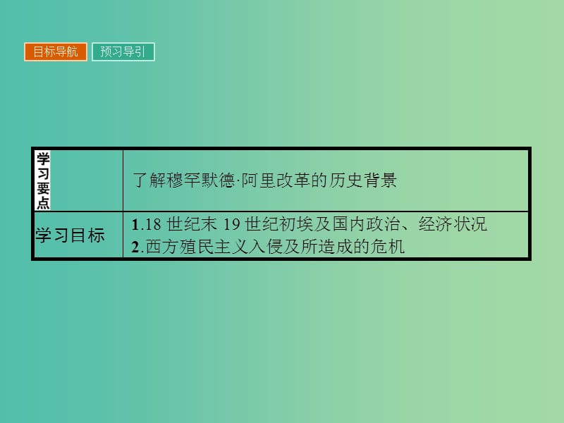 高中历史 第六单元 穆罕默德阿里改革 6.1 18世纪末19世纪初的埃及课件 新人教版选修1.ppt_第3页