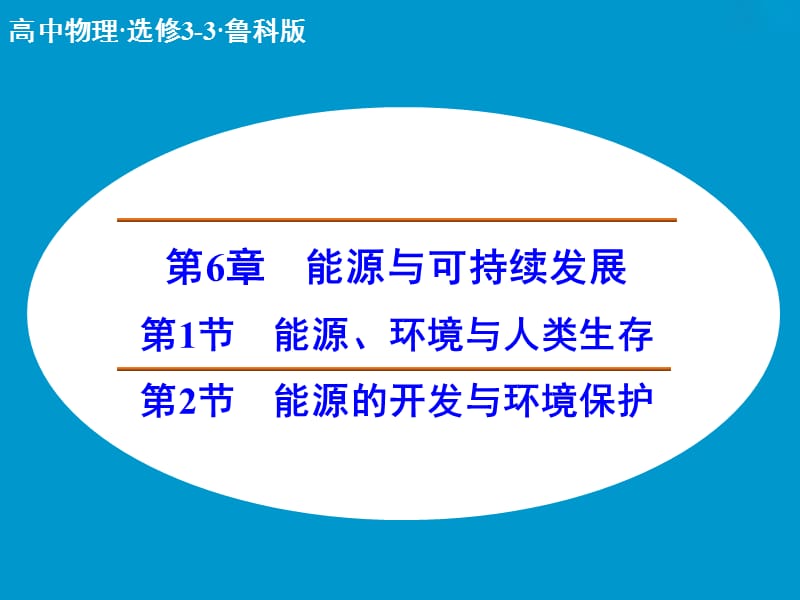 高中物理 能源、环境与人类生存 能源的开发与环境保护课件 鲁科版选修3-3.ppt_第1页