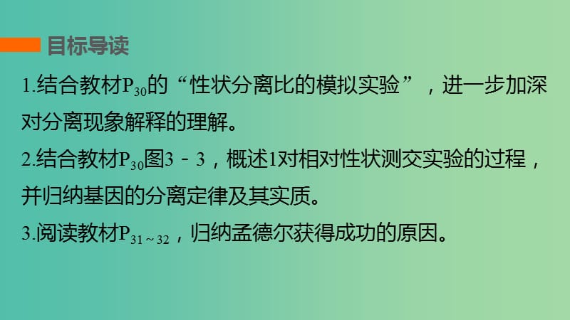 高中生物 第三章 遗传和染色体 第6课时 分离定律的验证和实质及孟德尔获得成功的原因课件 苏教版必修2.ppt_第2页