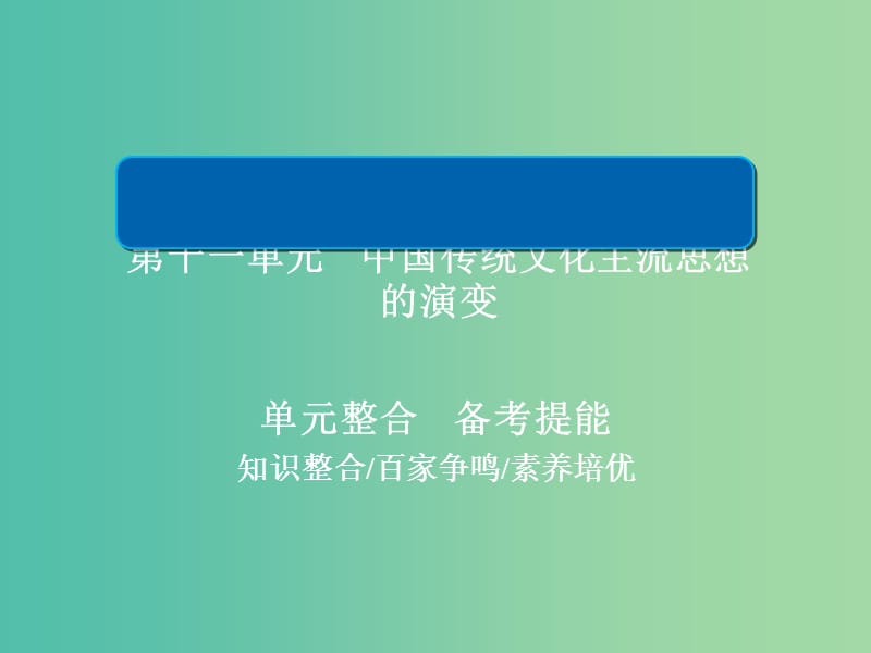 高考历史一轮复习第十一单元中国传统文化主流思想的演变单元整合课件新人教版.ppt_第1页