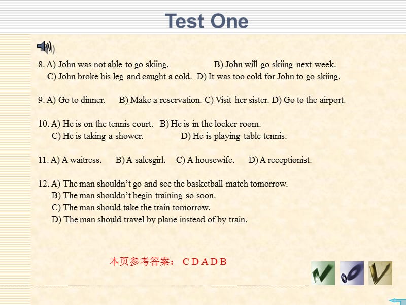 Test1大学英语基础教程课件ppt课后测试答案.ppt_第3页