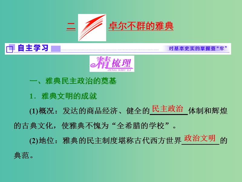 高中历史专题六二卓尔不群的雅典课件人民版.ppt_第1页