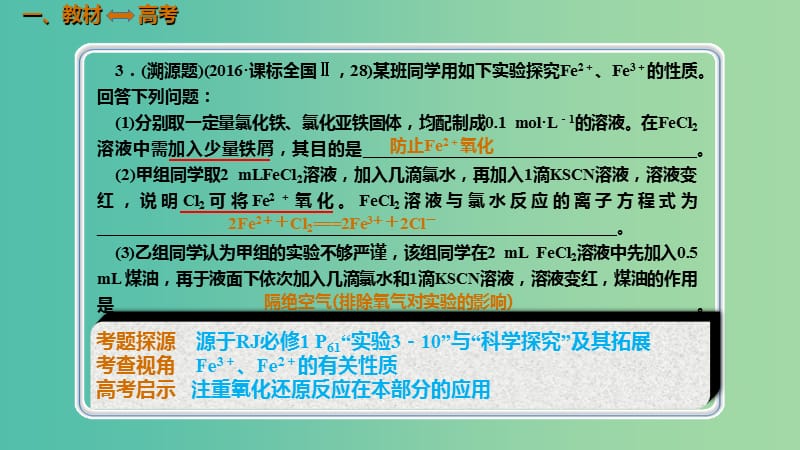 高考化学总复习第3章金属及其化合物第3讲铁及其重要化合物3.3.2铁盐及亚铁盐考点课件新人教版.ppt_第2页