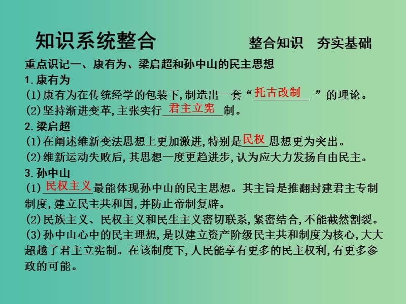 高考历史一轮复习 近代社会的民主思想与实践 第二单元 近代中国的政治民主化进程课件 选修2.ppt_第3页