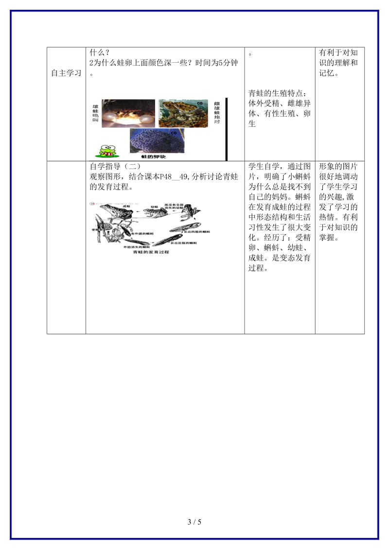 八年级生物上册第二节两栖动物的生殖和发育教案济南版.doc_第3页