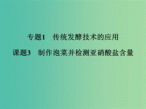 高中生物 專題1 傳統(tǒng)發(fā)酵技術(shù)的應(yīng)用 課題3 制作泡菜并檢測亞硝酸鹽含量課件 新人教版選修1.ppt