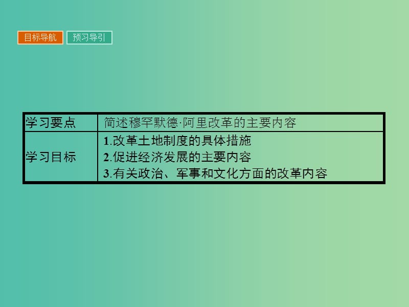 高中历史 第六单元 穆罕默德阿里改革 6.2 穆罕默德阿里改革的主要内容课件 新人教版选修1.ppt_第2页