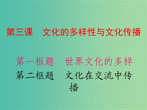 高中政治 第三課 文化的多樣性與文化傳播課件 新人教版必修3.ppt