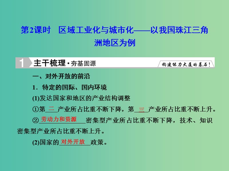 高考地理总复习 15.2区域工业化与城市化-以我国珠江三角洲地区为例课件.ppt_第1页