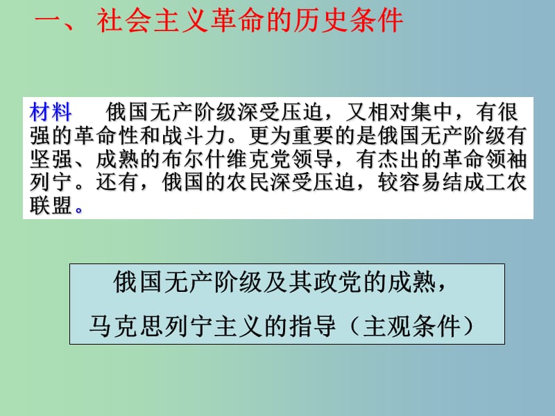 高中历史 专题八 解放人类的阳光大道 俄国十月社会主义革命课件 人民版必修1 .ppt_第2页