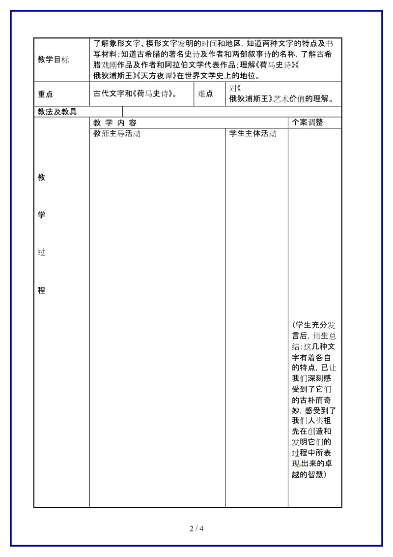 九年级历史上册9古代的文字与文学教案川教版.doc_第2页