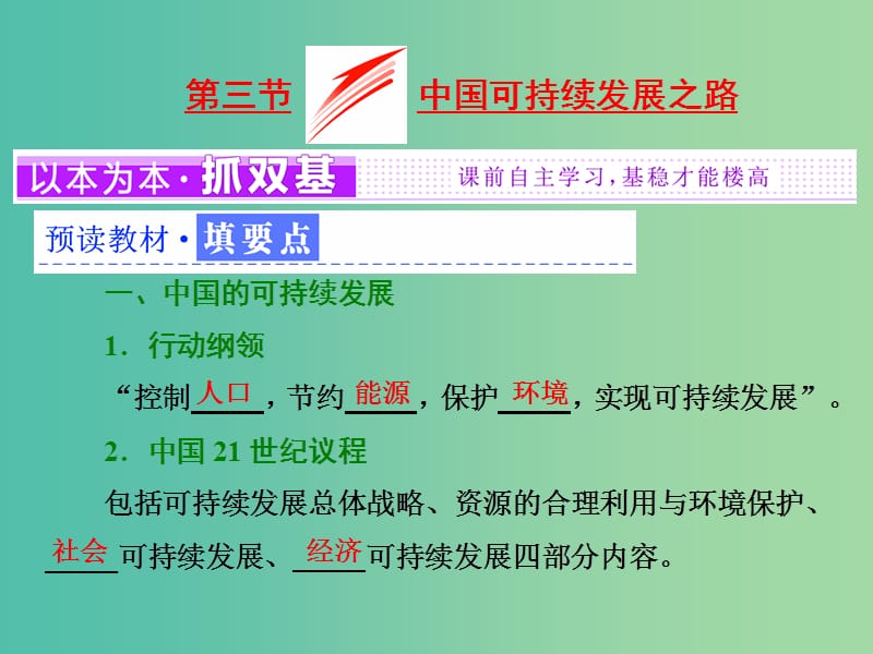 高中地理第二单元走可持续发展之路第三节中国可持续发展之路课件鲁教版.ppt_第1页