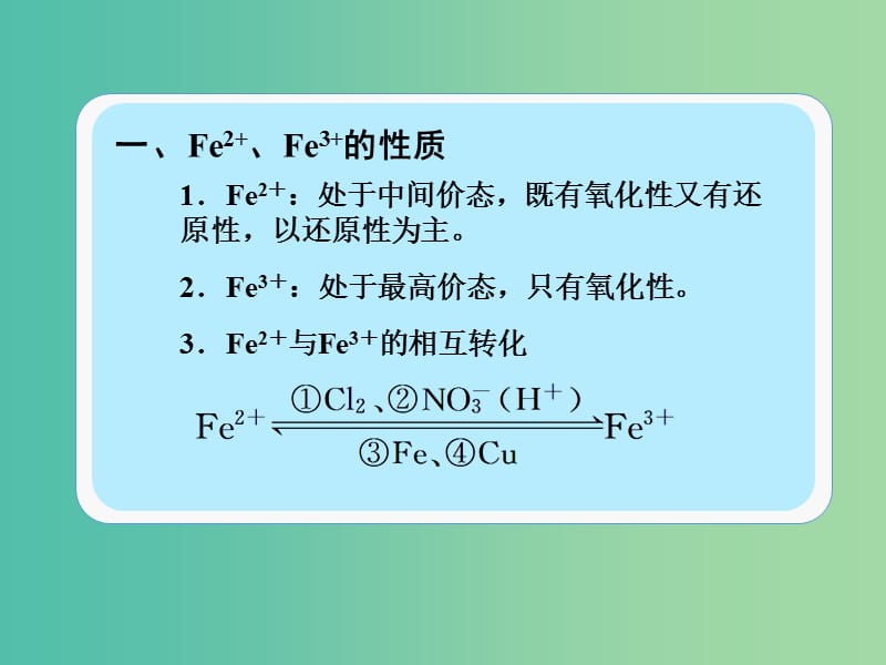 高考化学一轮复习 3.14热点突破 Fe2＋和Fe3＋的性质及其检验方法课件.ppt_第3页