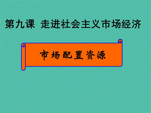 高中政治 第九課第一框市場配置資源課件 新人教版必修1 .ppt