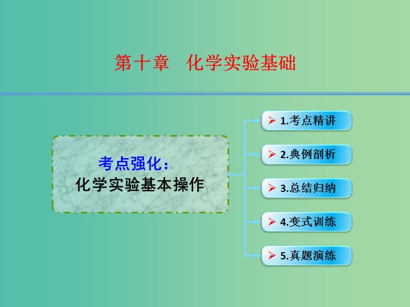 高考化学一轮复习 10.4考点强化 化学实验基本操作课件 (2).ppt_第1页