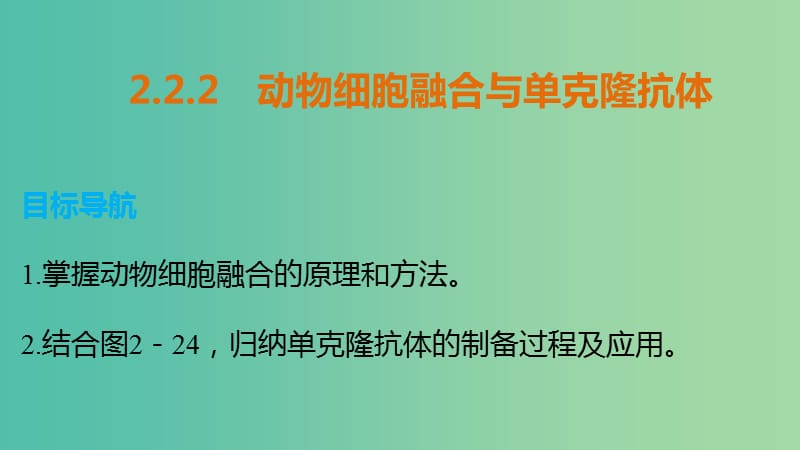 高中生物 专题二 细胞工程 2.2.2 动物细胞融合与单克隆抗体课件 新人教版选修3.ppt_第1页