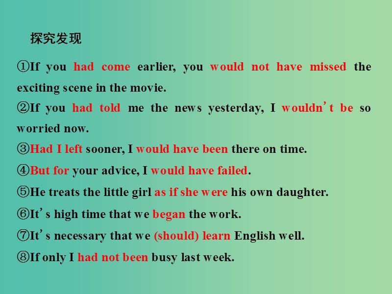 高中英语Unit2PoemsSectionⅢGrammar-虚拟语气2课件新人教版.ppt_第2页