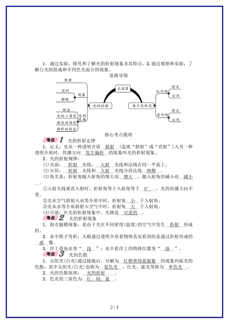 中考物理总复习第2课时光的折射光的色散精讲(2).doc_第2页