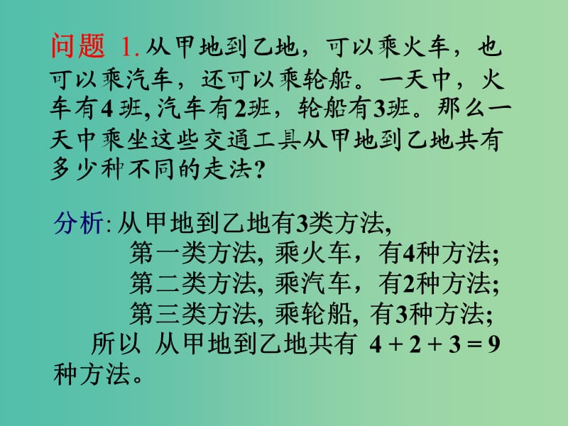 高中数学 1.1.分布加法计数原理与分布乘法计数原理(1)课件 新人教A版选修2-3 .ppt_第3页