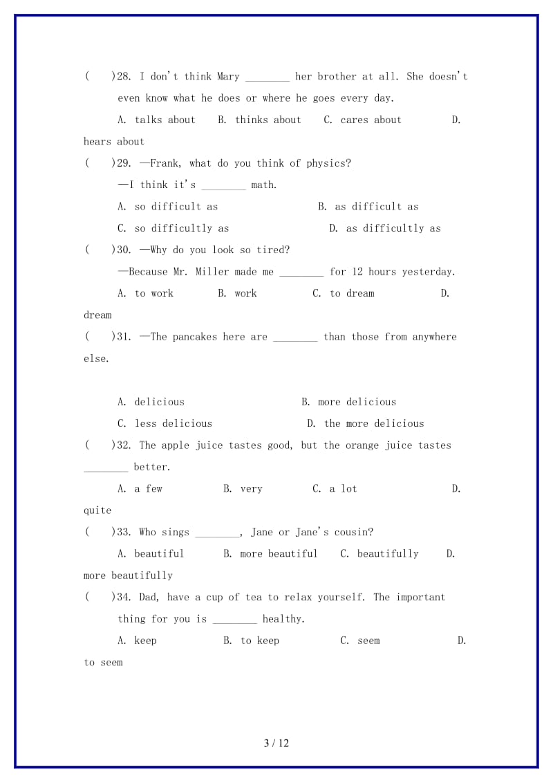 八年级英语上册Unit3I’mmoreoutgoingthanmysister单元综合测试题2新版人教新目标版.doc_第3页