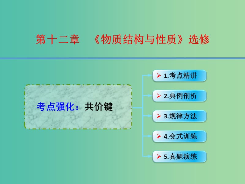 高考化学一轮复习 12.3考点强化 共价键课件.ppt_第1页