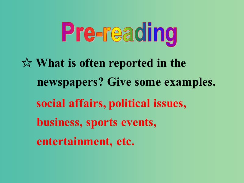 高中英语 Unit11 The Media Lesson4 What’s in the Papers课件 北师大版必修4.ppt_第3页