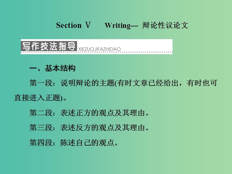 高中英语Unit2CloningSectionⅤWriting-辩论性议论文课件新人教版.ppt_第1页