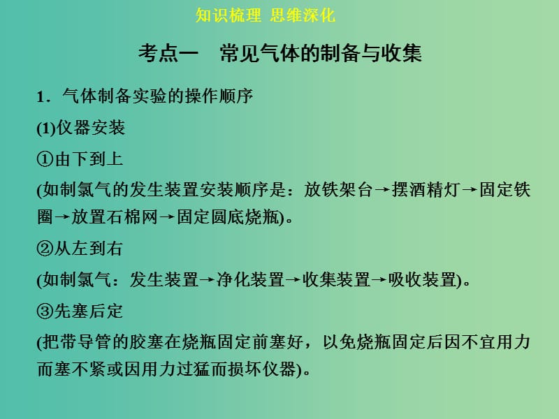 高考化学一轮专题复习 第十章 第3讲 常见气体的实验室制法课件 新人教版.ppt_第3页