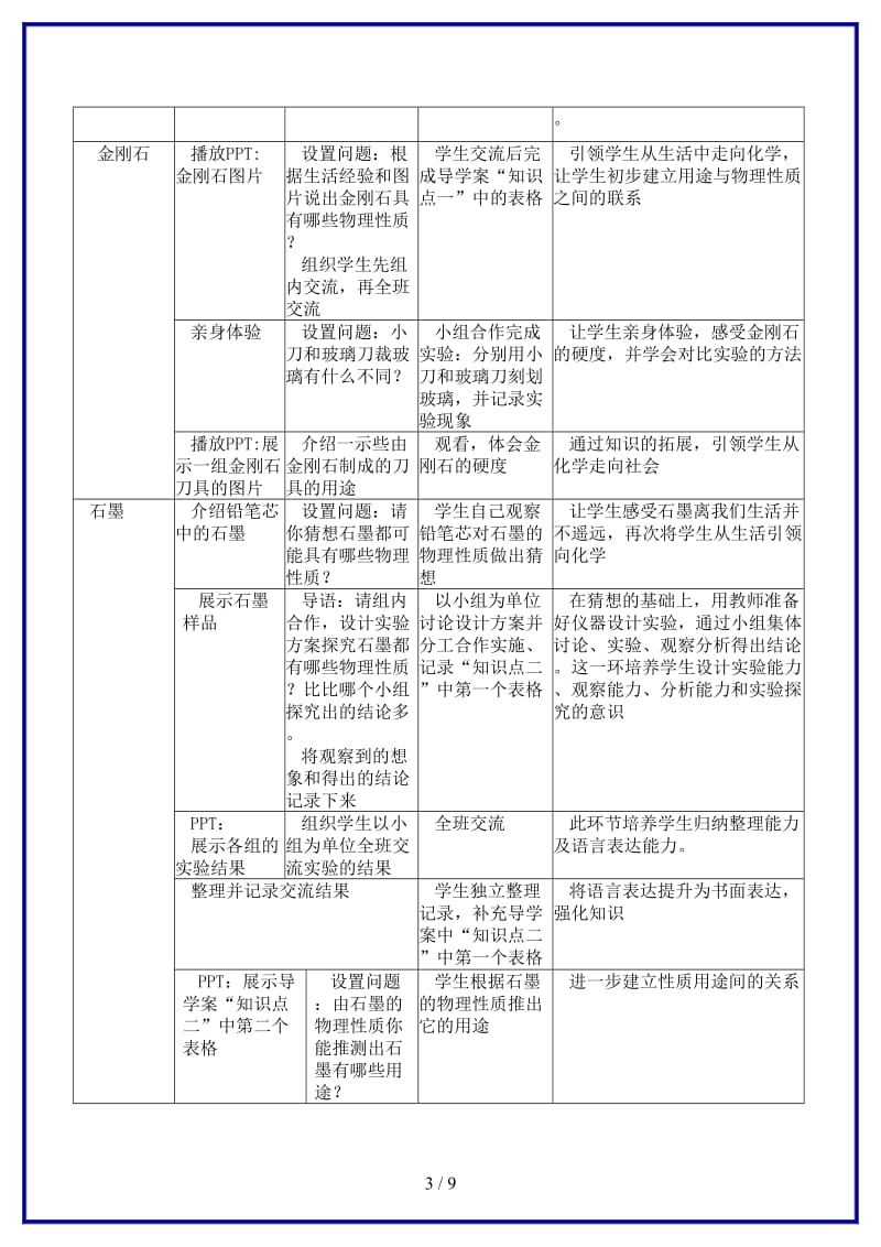 九年级化学上册第六单元课题1金刚石、石墨和C60教案1新人教版(I).doc_第3页