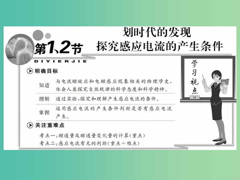 高中物理 第四章 第1、2节 划时代的发现 探究感应电流的产生条件课件 新人教版选修3-2.ppt_第2页