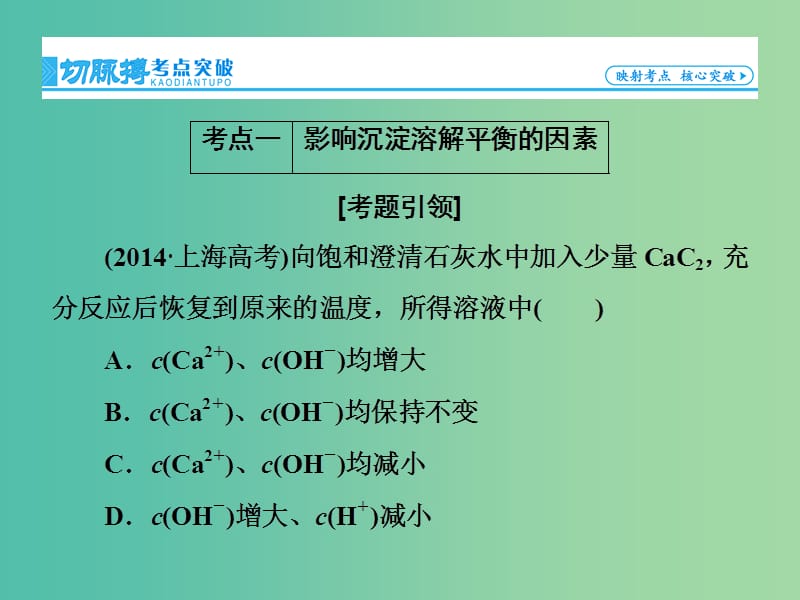 高考总动员2016届高考化学一轮总复习 第8章 第4节难溶电解质的溶解平衡课件.ppt_第3页