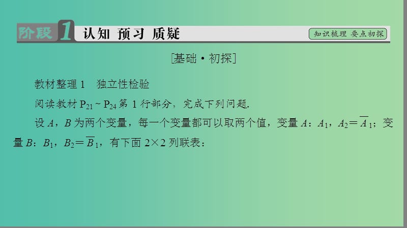 高中数学第一章统计案例1.2.2独立性检验1.2.3独立性检验的基本思想1.2.4独立性检验的应用课件北师大版.ppt_第3页