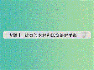 高考化學(xué) 專題十 鹽類的水解和沉淀溶解平衡課件.ppt