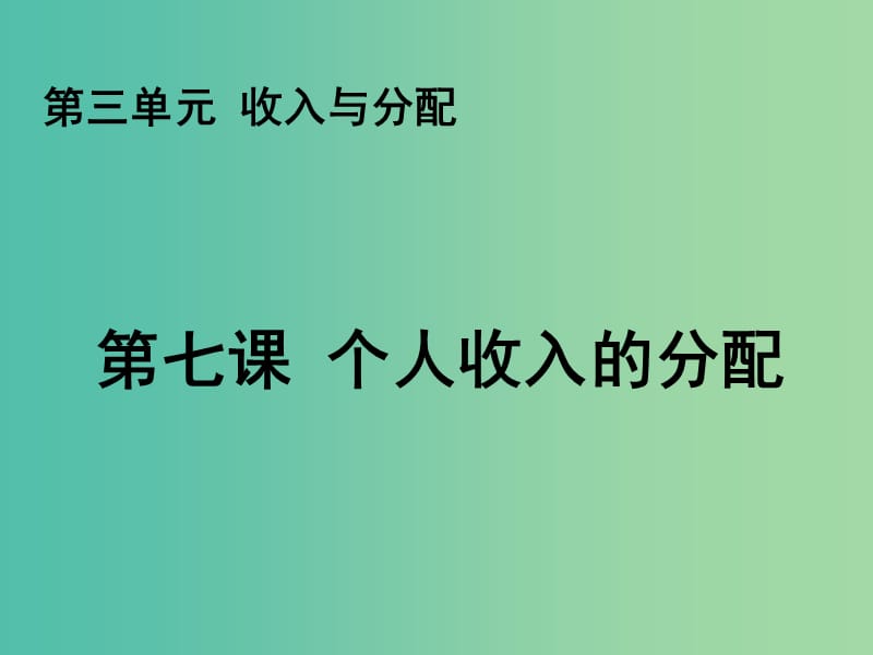 高中政治 7.1 按劳分配为主体多种分配方式并存课件 新人教版必修1.ppt_第1页