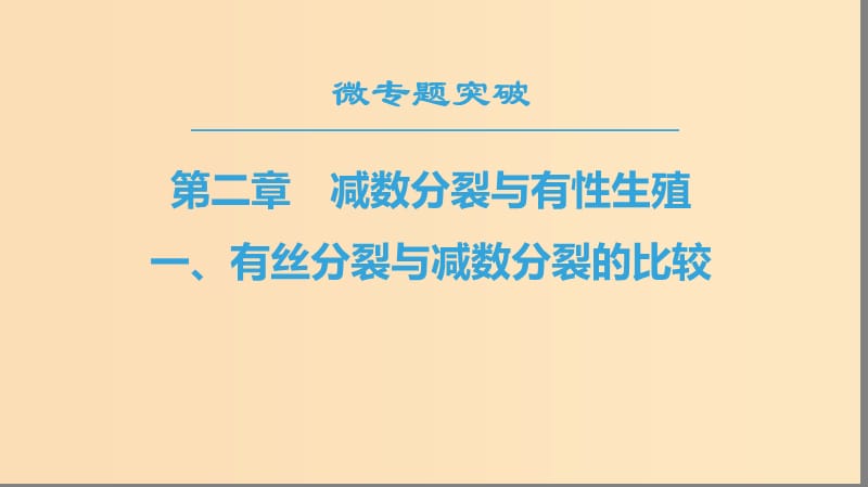 2018-2019高中生物 第2章 減數(shù)分裂和有性生殖 微專題突破 有絲分裂與減數(shù)分裂的比較課件 蘇教版必修2.ppt_第1頁