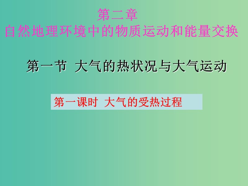 江西省吉安县第三中学高中地理第二章自然地理环境中的物质运动和能量交换2.1大气的受热过程课件中图版必修1 .ppt_第1页